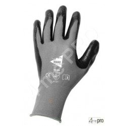 Gants manutention - nitrile mousse noir sur support nylon noir - norme EN 388 4121