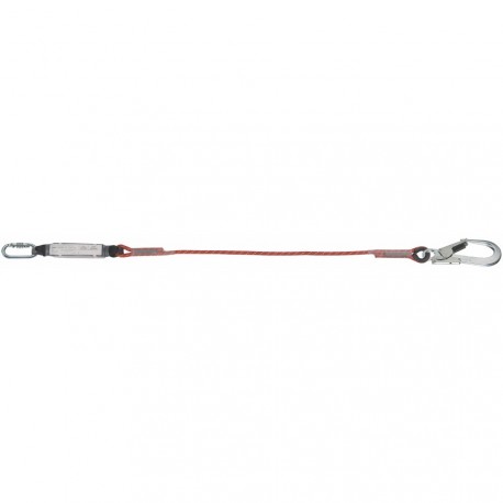 Longe corde tressée avec absorbeur d'énergie et mousquetons grande ouverture Ø 10,5mm et 1,5 m de longueur