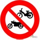 Panneau rond Accès interdit aux cyclomoteurs, motos et quads