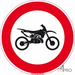 Panneau rond Accès interdit aux motos tout terrain