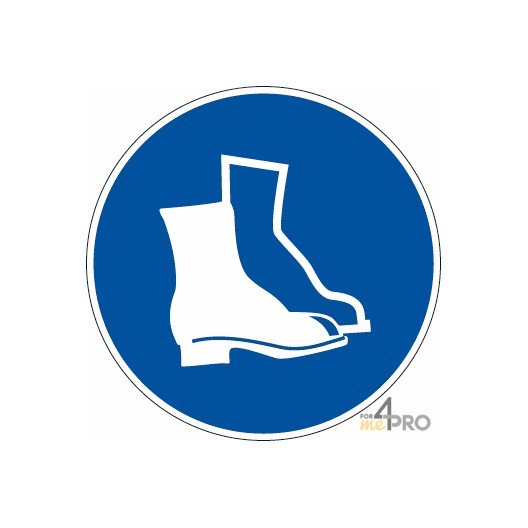 Panneau rond Chaussures de sécurité obligatoires avec pictogramme